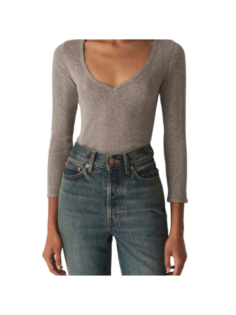 Tee Shop Juniors XS V-Neck Stretch 3/4 Sleeve